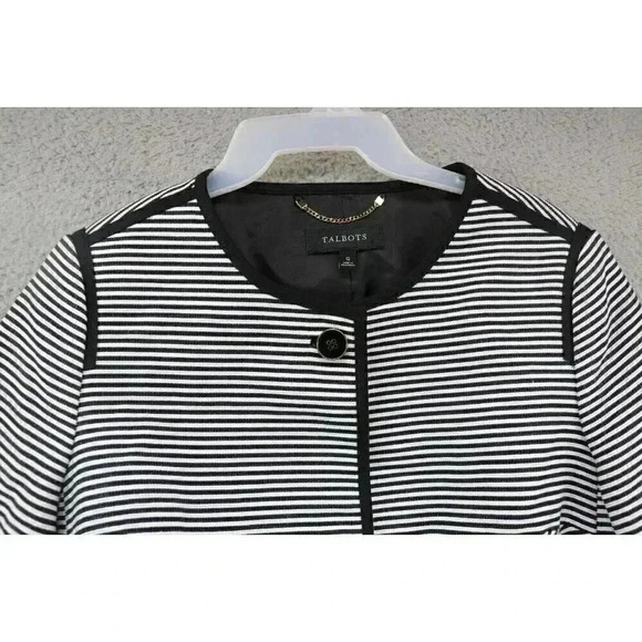Talbots Black and White Striped Blazer-Size 12 - Picture 5 of 10